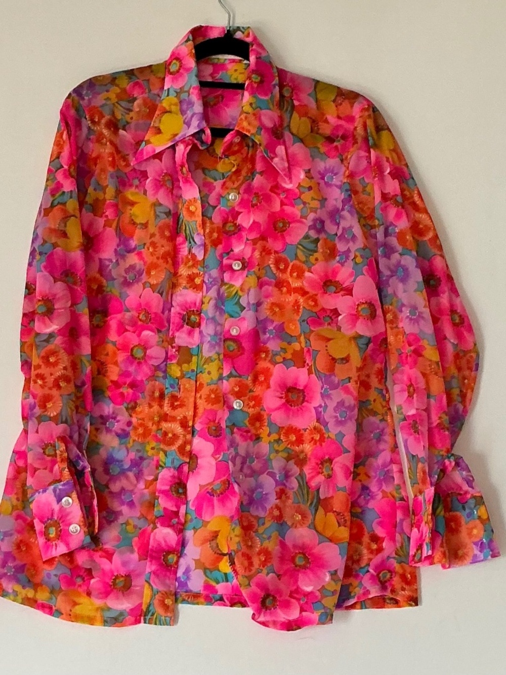 Vintage Oakhill retro pink diaphanous handmade dagger collar 1970’s 13/14